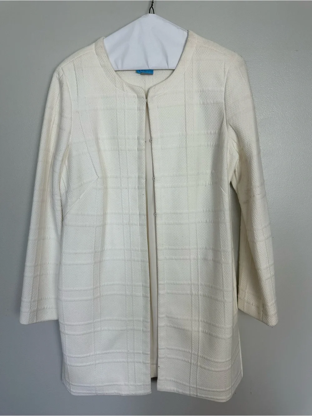 Chico's Cream Textured knit duster